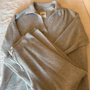 Aerie CozyUp Waffle Polo Sweater Set